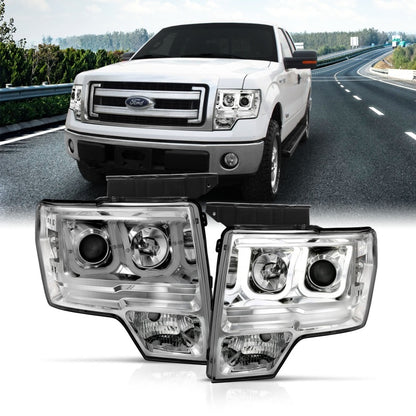Anzo 2009-2014 Ford F-150 Projector Headlights w/ U-Bar Chrome 111264 Photo - Primary