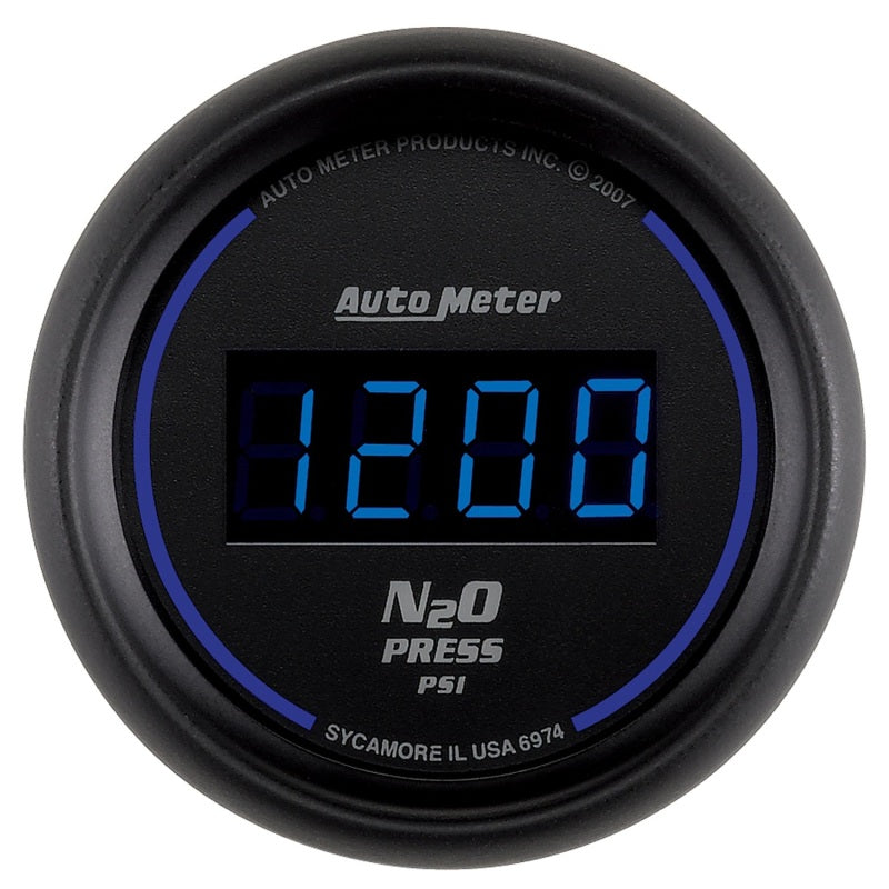 Autometer Gauge, Nitrous Pressure, 2 1/16", 1600Psi, Digital, Black Dial W/Blue 6974 Photo - Primary