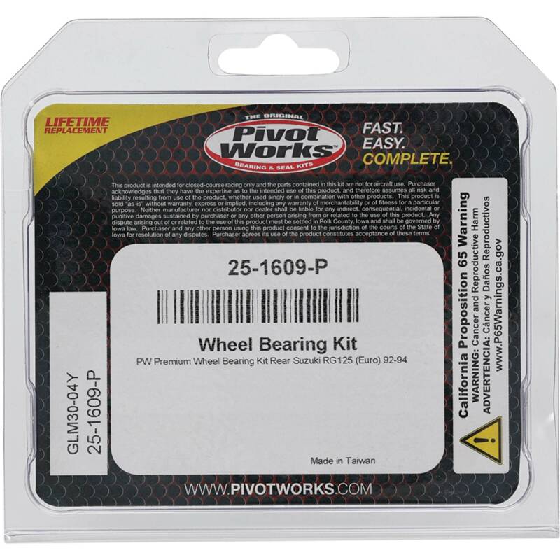 Pivot Works Suzuki Wheel Bearing Kit Premium Bearings 25-1609-P 25-1609-P Photo - Primary