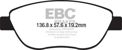 EBC 14-17 Fiat 500 Redstuff Ceramic Low Dust Front Brake Pads DP32212C DP32212C Photo - Primary