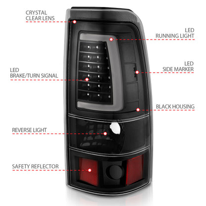 ANZO 2003-2006 Chevy Silverado 1500 LED Taillights Plank Style Black w/Clear Lens 311333 311333 Photo - Unmounted