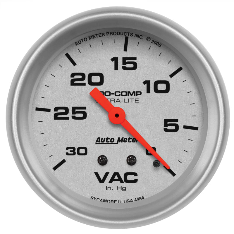Autometer Gauge, Vacuum, 2 5/8", 30INHG, Mechanical, Ultra-Lite 4484 Photo - Primary