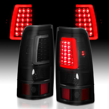 ANZO 1999-2002 Chevy Silverado 1500 LED Taillights Plank Style Black w/Smoke Lens 311331 311331 Photo - Unmounted