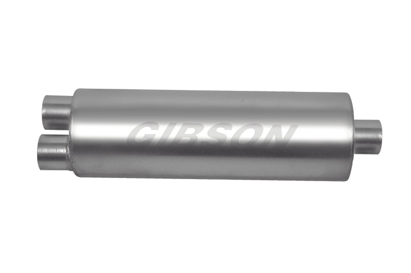 Gibson SFT Superflow Dual/Offset Round Muffler - 8x24in/2.5in Inlet/3in Outlet - Stainless 758250S 758250S Photo - Primary