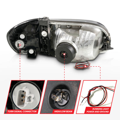 ANZO 00-04 Toyota Tundra (Reg/Acc Cab Only) Crystal Headlights w/Lgt Bar Chrome w/Corner Lights 2pc 111580 111580 Photo - Unmounted
