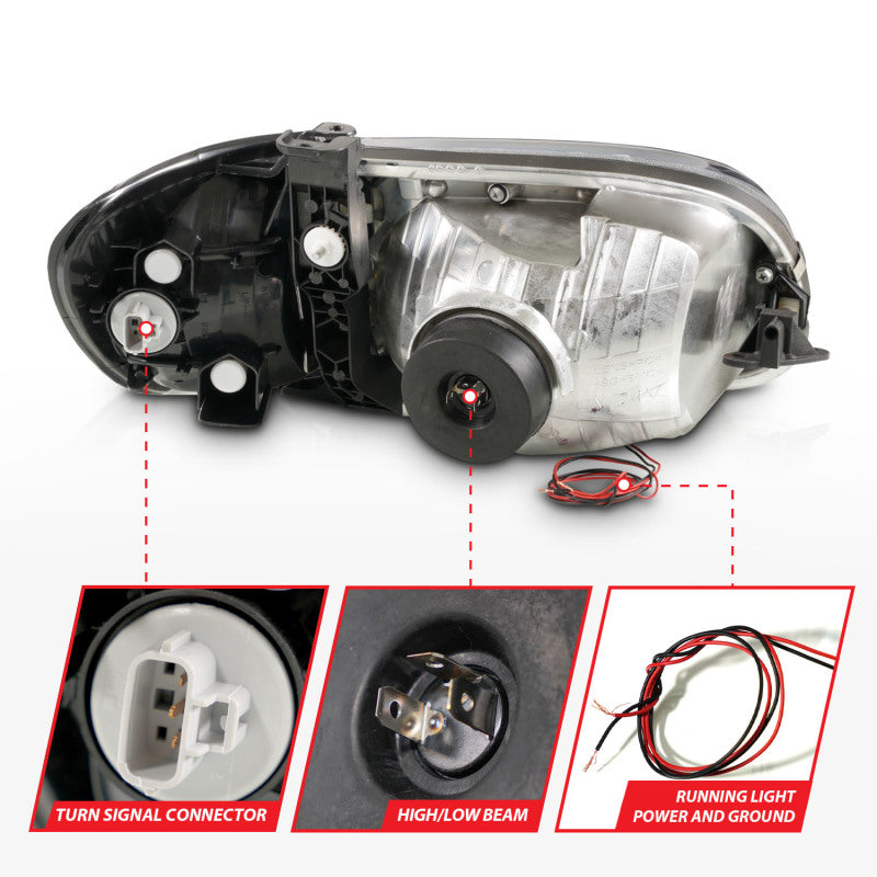 ANZO 00-04 Toyota Tundra (Reg/Acc Cab Only) Crystal Headlights w/Lgt Bar Chrome w/Corner Lights 2pc 111580 111580 Photo - Unmounted
