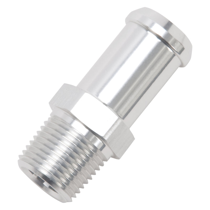 Edelbrock Hose End, Straight, 3/8" NPT to 5/8" Barb, Clear Anodize 8188 Photo - out of package