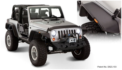Bushwacker 07-18 Jeep Wrangler Flat Style Flares 4pc Fits 2-Door Sport Utility Only - Black 10919-07 10919-07 Photo - Primary