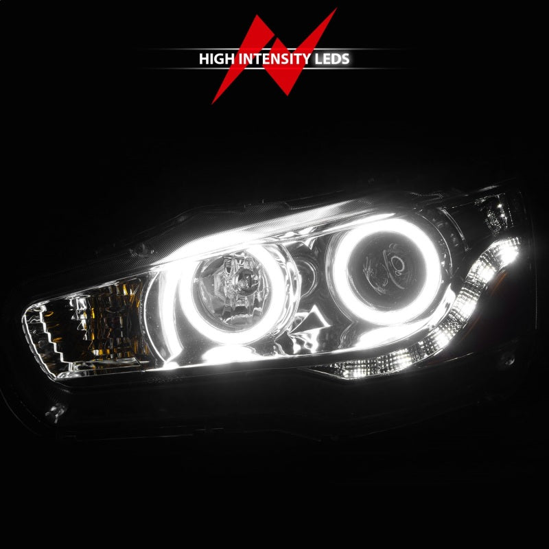 Anzo 2008-2015 Mitsubishi Lancer Projector Headlights w/ Halo Chrome (CCFL) 121427 Photo - Unmounted