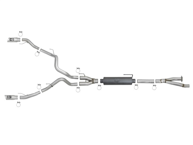 aFe MACHForce-XP 3in to 3-1/2in 304 SS Cat-Back Exhaust w/Polished Tips 17-18 Ford F-150 Raptor 3.5L 49-33094-P 49-33094-P Photo - Unmounted
