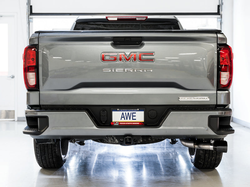 AWE Tuning 4th Gen GM 1500 5.3L 0FG Catback Dual Side Exit (Flat Bumper) - Diamond Tips 3015-23208 3015-23208 Photo - Mounted