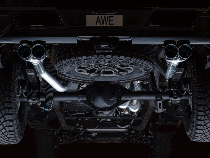 AWE Tuning 22-23 GMC Sierra 1500 AT4X 6.2L 0FG Catback Split Dual (Flat Bumper) - Chrome Silver Tips 3015-42284 3015-42284 Photo - Mounted