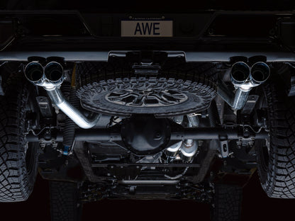 AWE Tuning 22-23 GMC Sierra 1500 AT4X 6.2L 0FG Catback Split Dual (Flat Bumper) - Chrome Silver Tips 3015-42284 3015-42284 Photo - Mounted