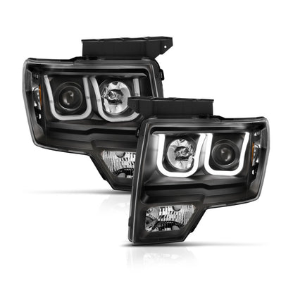 Anzo Ford F-150 09-14 Projector Switchback Headlights U-Bar Black W/ Amber 111383 Photo - Unmounted