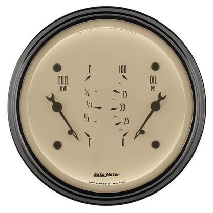 AutoMeter Gauge Dual Fuel & Oilp 3-3/8in. 0 Ohm(e) to 90 Ohm(f)& 100PSI Elec Antq Beige 1824 1824 User 2