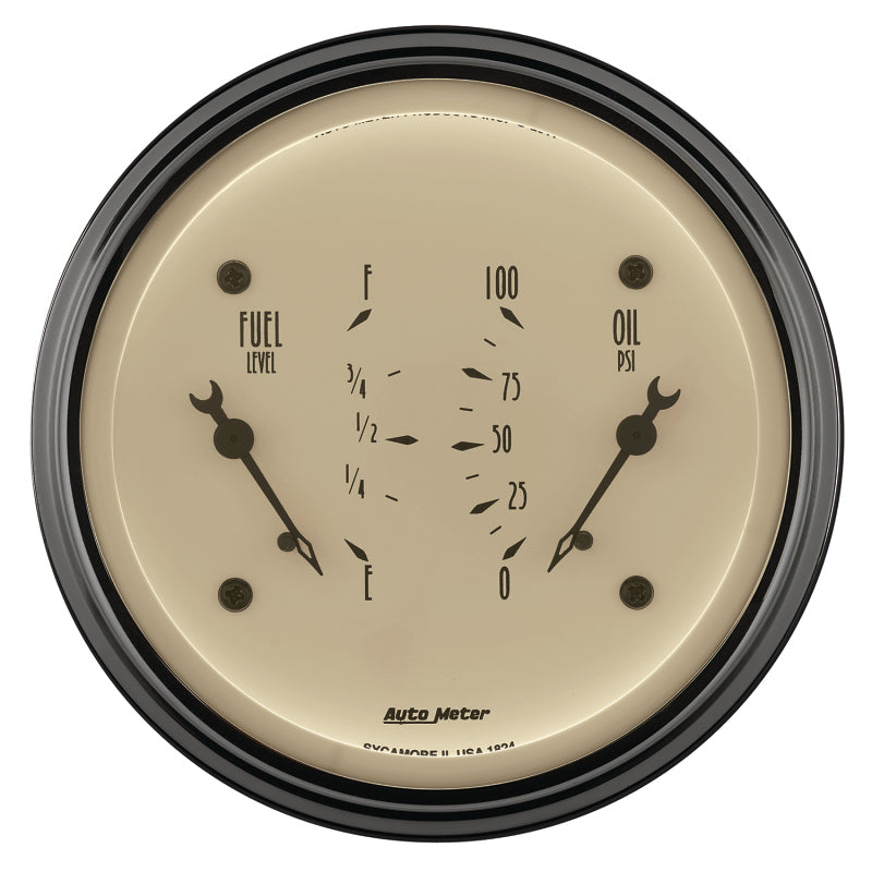 AutoMeter Gauge Dual Fuel & Oilp 3-3/8in. 0 Ohm(e) to 90 Ohm(f)& 100PSI Elec Antq Beige 1824 1824 User 2