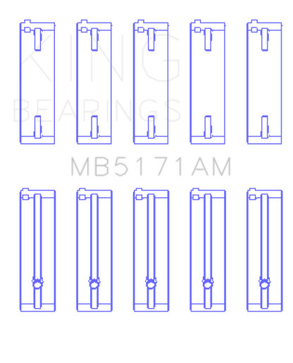 King Engine Bearings King Mazda FS-DE L4/FP L4/FS L4  DOHC 16 Valve  (Size STD) Main Bearing Set MB5171AM MB5171AM Photo - Primary