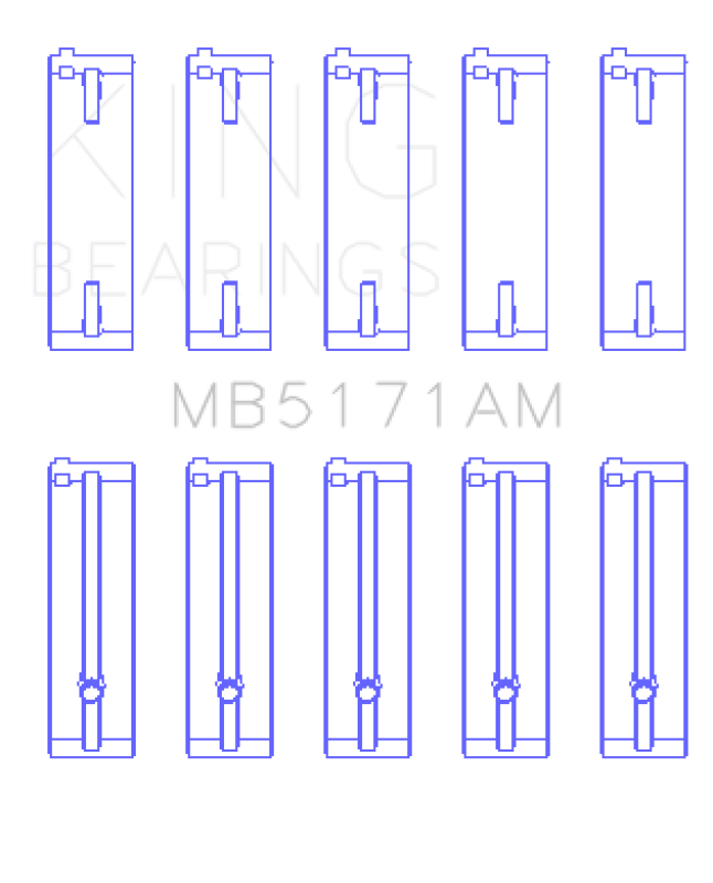 King Engine Bearings King Mazda FS-DE L4/FP L4/FS L4  DOHC 16 Valve  (Size +0.25) Main Bearing Set MB5171AM0.25 MB5171AM0.25 Photo - Primary