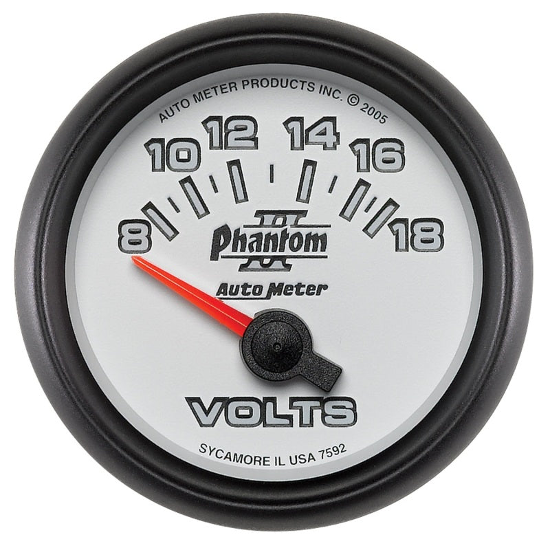 Autometer Gauge, Voltmeter, 2 1/16", 18V, Electric, Phantom II 7592 Photo - Primary