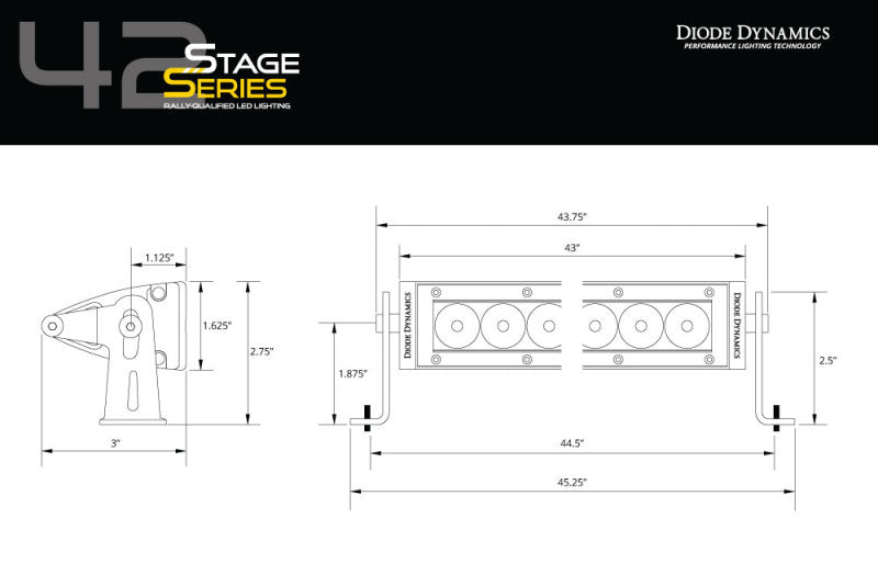 Diode Dynamics 42 In LED Light Bar Single Row Straight - Amber Flood Each Stage Series DD6046 DD6046 User 7