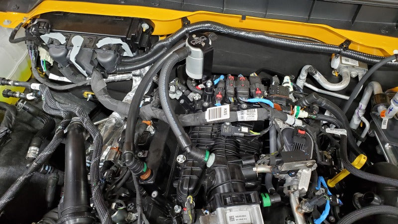 J&L 2021-2022 Ford Bronco 2.7L 3.0 Oil Separator Passenger Side- Clear Anodized 3073P-C 3073P-C Photo - Mounted