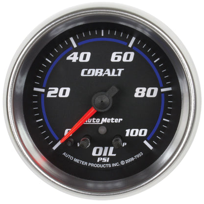 Autometer Gauge, Oil Press,2 5/8", 100psi, Stepper Motor W/ Peak & Warn, Cobalt 7953 Photo - Primary