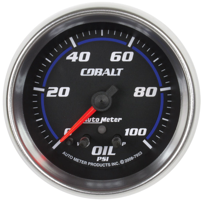 Autometer Gauge, Oil Press,2 5/8", 100psi, Stepper Motor W/ Peak & Warn, Cobalt 7953 Photo - Primary