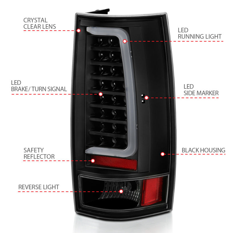 ANZO 2007-2014 Chevy Tahoe LED Taillight Plank Style Black w/Clear Lens 311321 311321 User 3