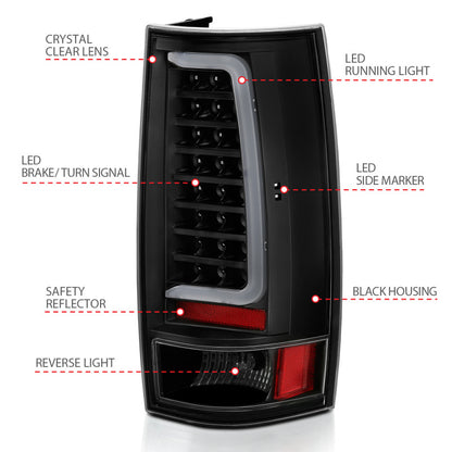 ANZO 2007-2014 Chevy Tahoe LED Taillight Plank Style Black w/Clear Lens 311321 311321 User 3