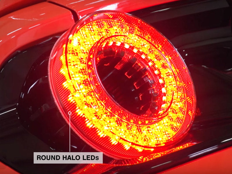 Raxiom 15-22 Ford Mustang Halo LED Tail Lights - Gloss Black Housing (Smoked Lens) 393827 393827 Photo - Close Up