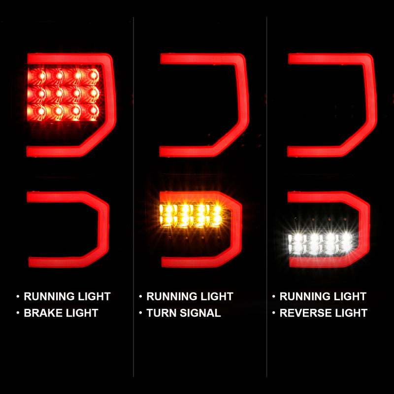 ANZO 2007-2013 Toyota Tundra LED Taillights Plank Style Black w/Clear Lens 311336 311336 User 1