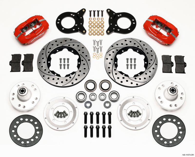 Wilwood Forged Dynalite Front Kit 11.00in Drill Red 1970-1973 Mustang Disc & Drum Spindle 140-11073-DR 140-11073-DR Photo - Primary