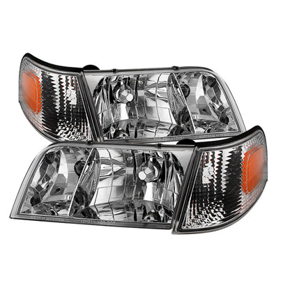SPYDER Xtune Crown Victoria 98-11 Crystal Headlights w/ Corner Lights Set Chrome HD-JH-CRVI98-SET-C 9031038 9031038 Photo - Primary