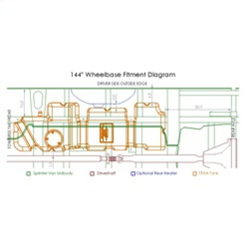 Titan Fuel Tanks 07-18 MB Sprinter 46 Gal. Extra HD Cross-Linked PE XXL Mid-Ship Tank - 144/170/170E 7050207 7050207 Technical Drawing