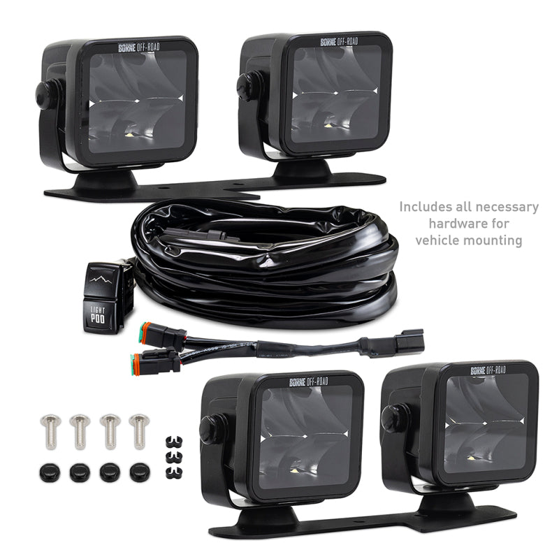 Borne Off-Road 21+ Bronco Light Pods 4pc Ditch 3x3 Spot BNLT-BR-21-DT4S BNLT-BR-21-DT4S Photo - Primary