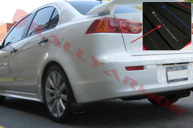 Rally Armor 07+ Lancer UR Mud flap Silver logo MF8-UR-BLK/SIL User 1