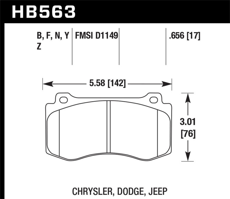 Hawk 12-20 Challenger/Charger 06-10 Grand Cherokee SRT8 DTC-60 Motorsports Front Brake Pads HB563G.656 HB563G.656 Photo - Primary