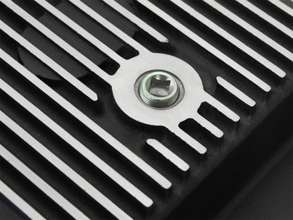 aFe Transmission Pan, Black w/ Machined Fins: Ford Trucks 11-16 V8-6.7L (t 46-70182 Photo - Unmounted