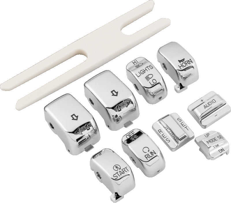 Bikers Choice 96-16 FLHT FLHR 06-16 FLHX Chrome Switch Cap Kit Replaces H-D 71816-09 482835 482835 Photo - Primary