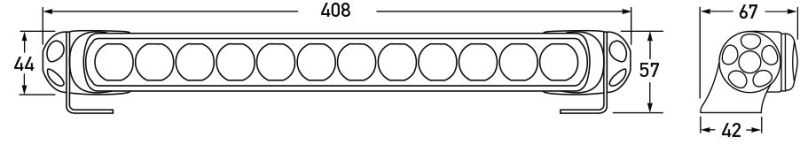 Hella Led Light Bar 350 / 14in Driving Beam - Clear 958040071 958040071 Technical Drawing
