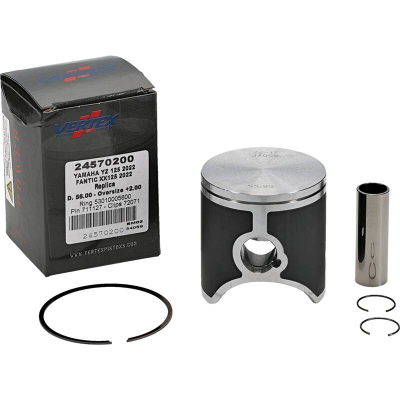 Vertex Pistons Vertex Piston 2023 Fantic Motor XE 125 125cc +2.00mm Oversized Cast Replica Piston Kit 24570200 24570200 Photo - Primary