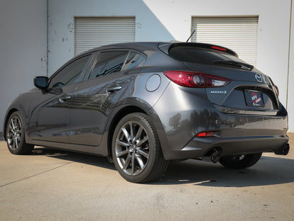 aFe Takeda 2-1/2in 304 SS Axle-Back Exhaust w/ Carbon Fiber Tips 14-18 Mazda 3 L4 2.0L/2.5L 49-37014-C 49-37014-C Photo - Mounted