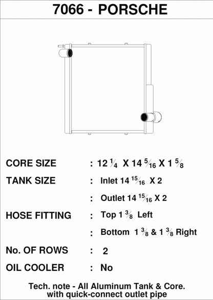 CSF Porsche 911 Carrera (991.1)/Boxster (981)/Cayman (981)/GT4-Left Side 7066 Technical Drawing