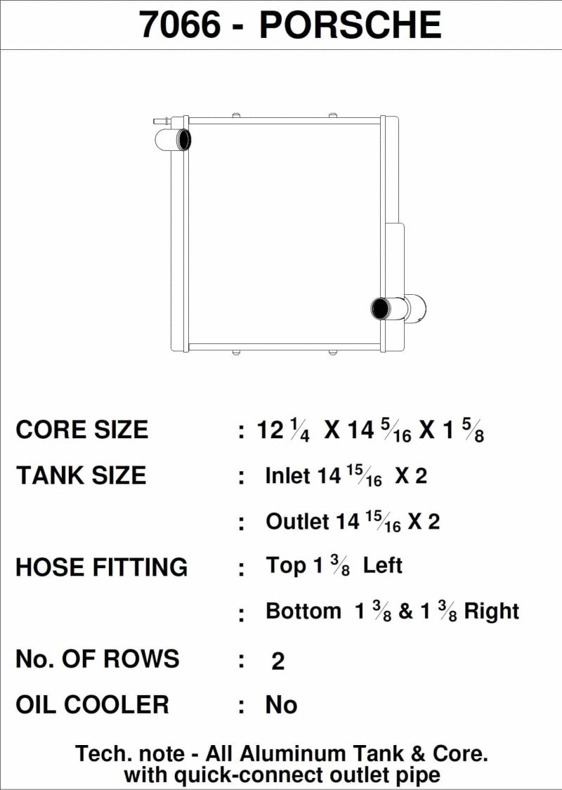 CSF Porsche 911 Carrera (991.1)/Boxster (981)/Cayman (981)/GT4-Left Side 7066 Technical Drawing