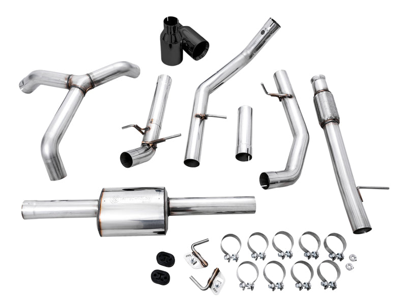 AWE Tuning 4th Gen GM 1500 5.3L 0FG Catback Split Rear Exit (Flat Bumper) - Quad Diamond Tips 3015-33206 3015-33206 Photo - out of package