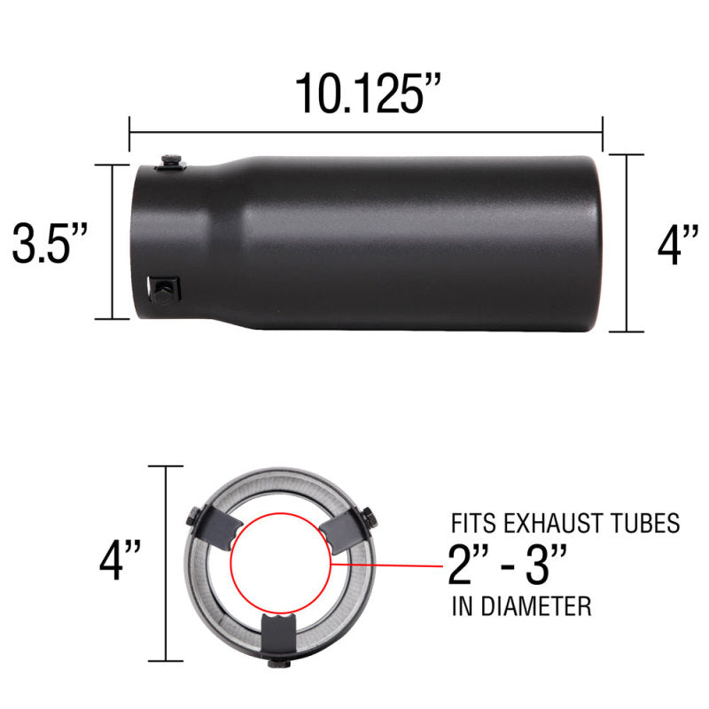 Spectre Exhaust Tip 4in. Resonated - Black 22362 22362 Technical Drawing