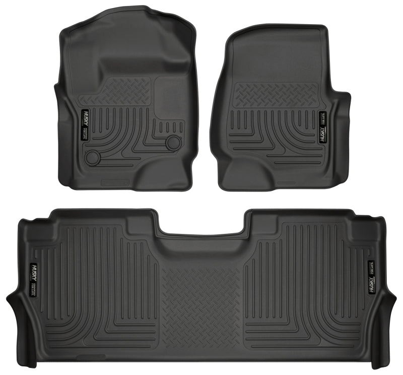 Husky Liners 17-19 F-250/F-350/F-450 Crew Cab Weatherbeater Black Front 94061 Photo - Primary