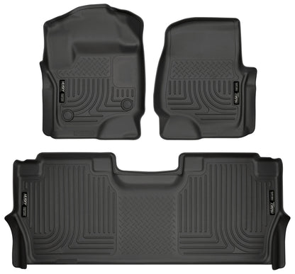 Husky Liners 17-19 F-250/F-350/F-450 Crew Cab Weatherbeater Black Front 94061 Photo - Primary