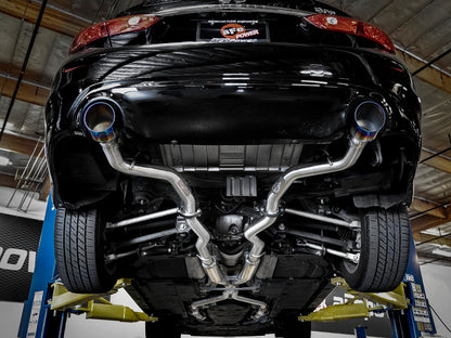 aFe Takeda 2.5in 304 SS Cat-Back Exhaust System w/ Blue Flame Tips 16-18 Infiniti Q50 V6-3.0L (tt) 49-36132NM-L 49-36132NM-L Photo - Mounted