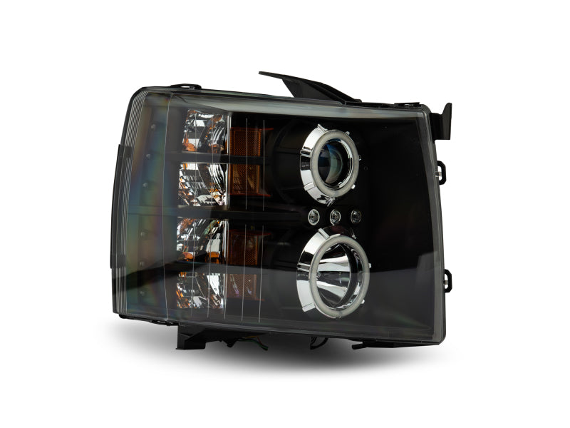 Raxiom 07-13 Silverado 1500 Super White LED Halo Projector Headlights- Black Housing (Clear Lens) S112717 S112717 Photo - Close Up